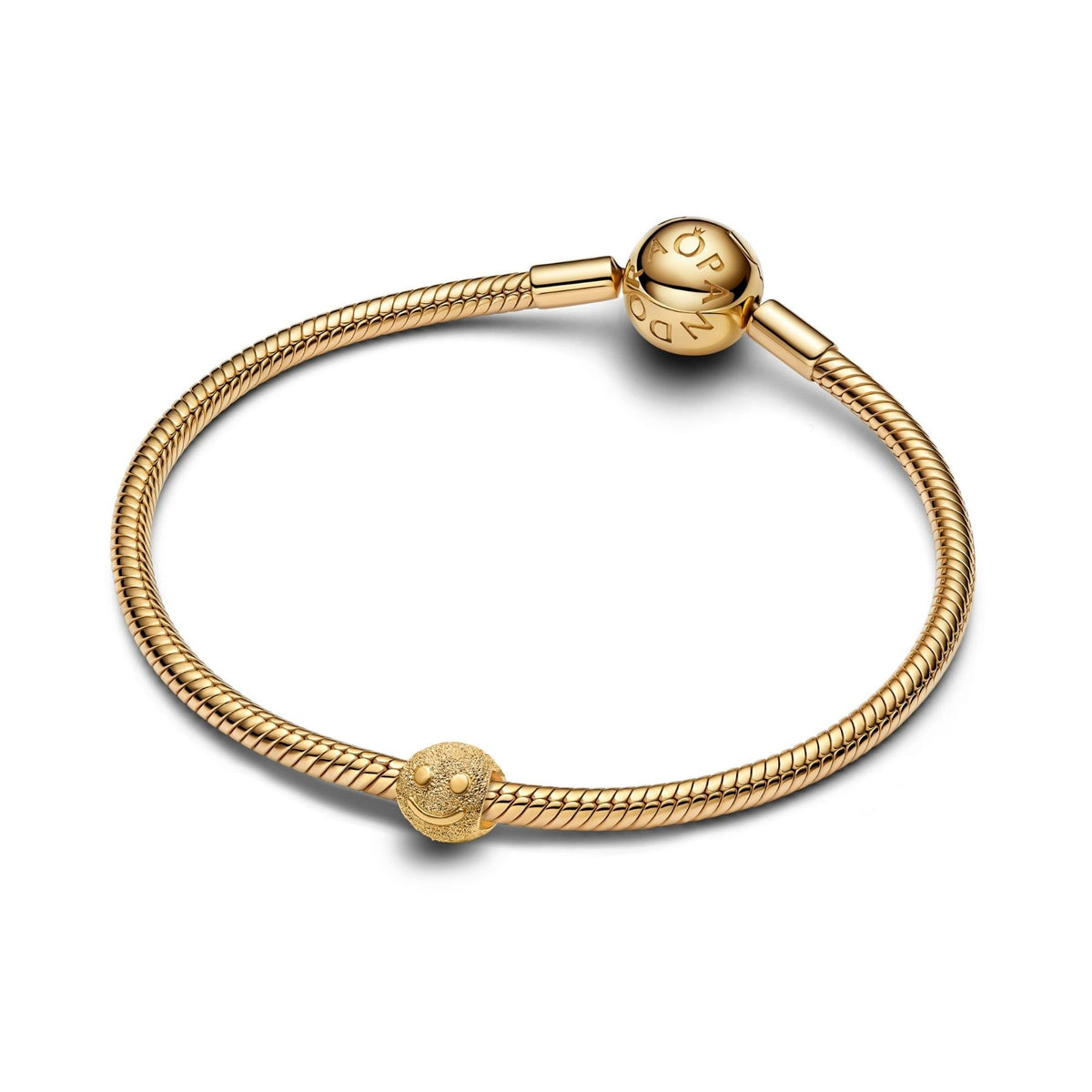 Pandora Moments Textured Happy Face Mini hela, keltakullattu, 764526C00