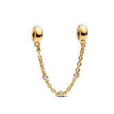 Pandora Moments Triple Clear Stone Safety Chain hela, keltakullattu, 763515C01-05