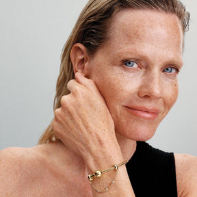 Pandora Moments Triple Clear Stone Safety Chain hela, keltakullattu, 763515C01-05