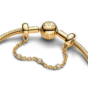 Pandora Moments Triple Clear Stone Safety Chain hela, keltakullattu, 763515C01-05