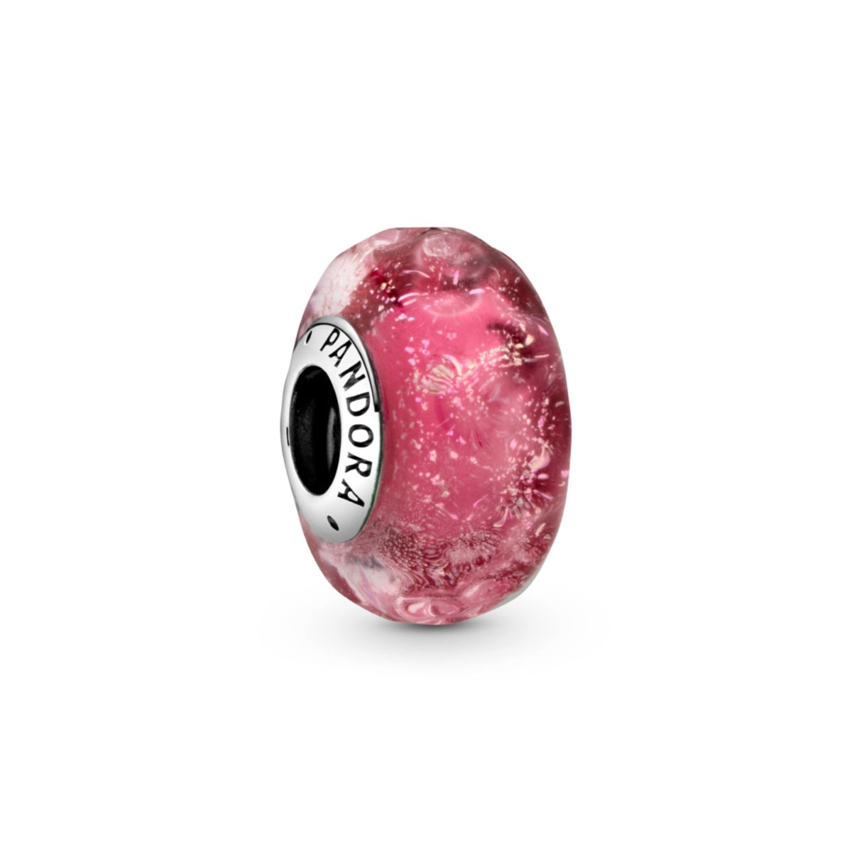 Pandora Moments Wavy Fancy Pink Murano Glass hela, hopea, 798872C00