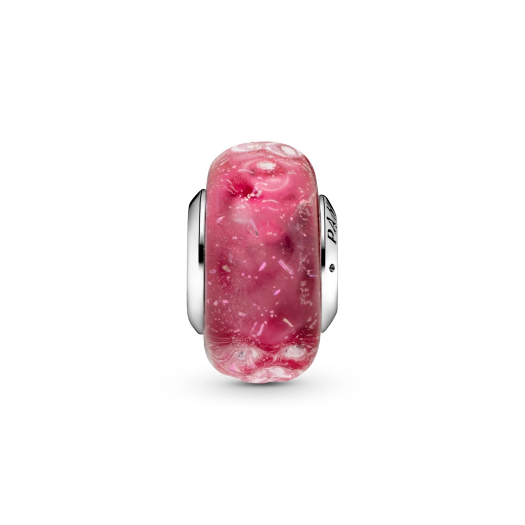 Pandora Moments Wavy Fancy Pink Murano Glass hela, hopea, 798872C00