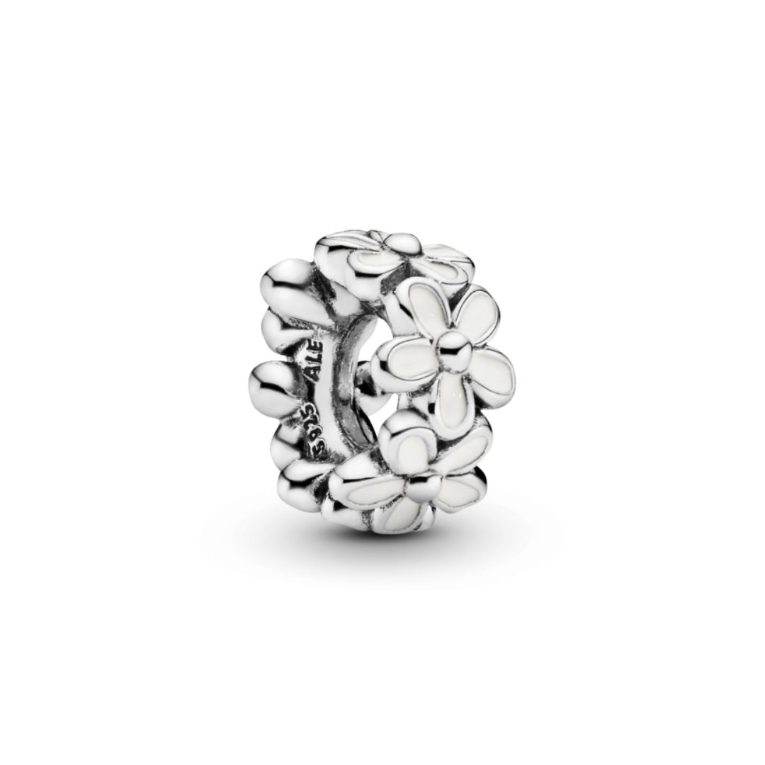 Pandora Moments White Daisy Flower Spacer hela, hopea, 791495EN12