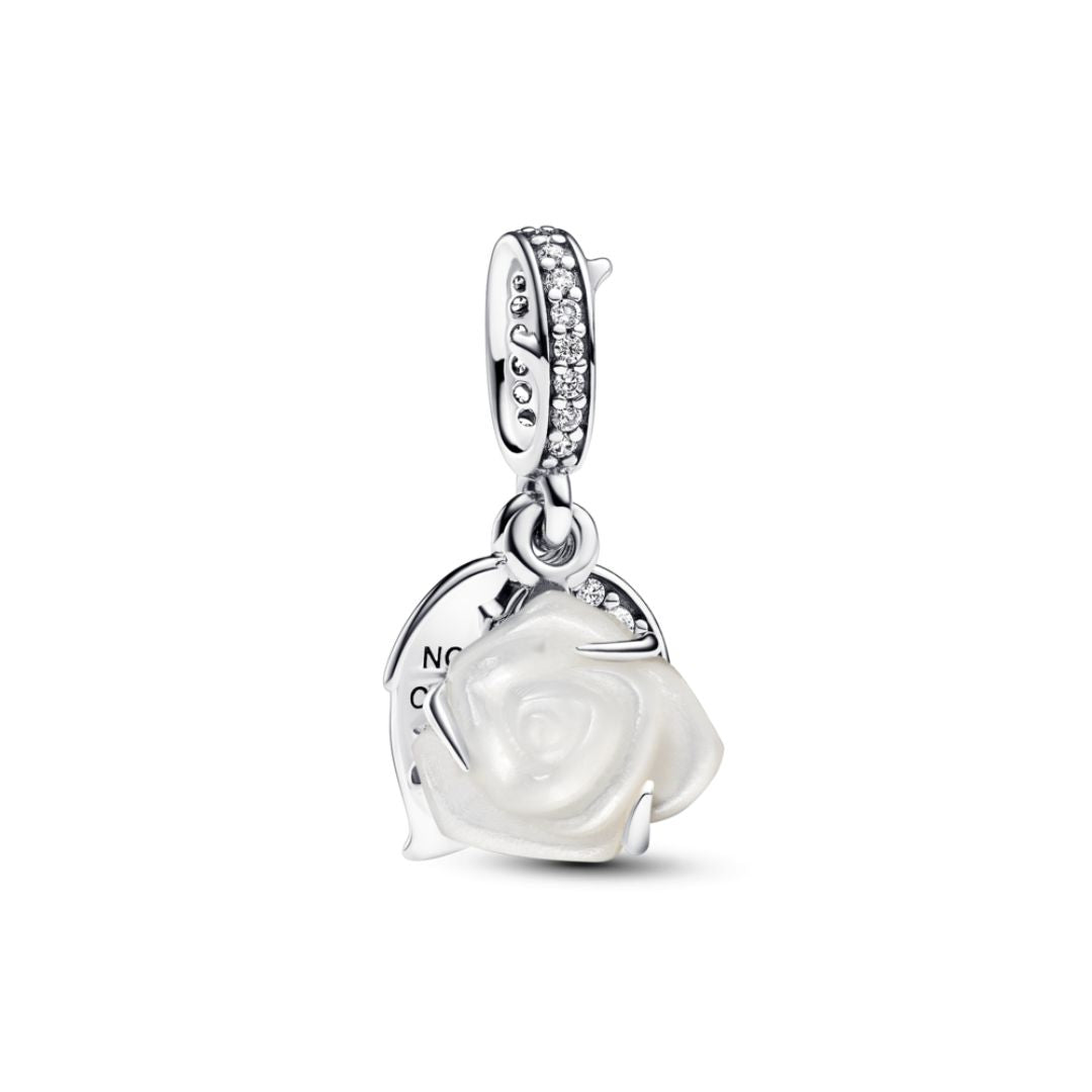 Pandora Moments White Rose in Bloom Double hela, hopea, 793200C01