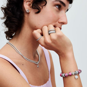 Pandora Moments White Rose in Bloom Double hela, hopea, 793200C01