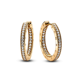 Pandora Signature Logo & Pavé rengaskorvakorut, keltakullattu, 262738C01