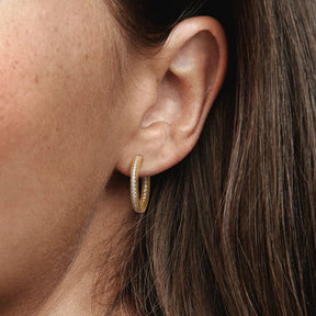 Pandora Signature Logo & Pavé rengaskorvakorut, keltakullattu, 262738C01