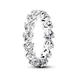 Pandora Timeless Band of Clear Hearts sormus, hopea, 193103C01