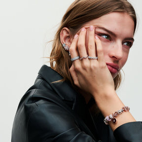 Pandora Timeless Band of Clear Hearts sormus, hopea, 193103C01