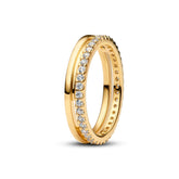 Pandora Timeless Double Band sormus, keltakullattu, 163799C01