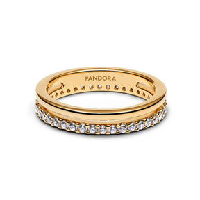 Pandora Timeless Double Band sormus, keltakullattu, 163799C01