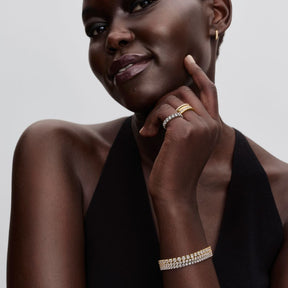 Pandora Timeless Double Band sormus, keltakullattu, 163799C01