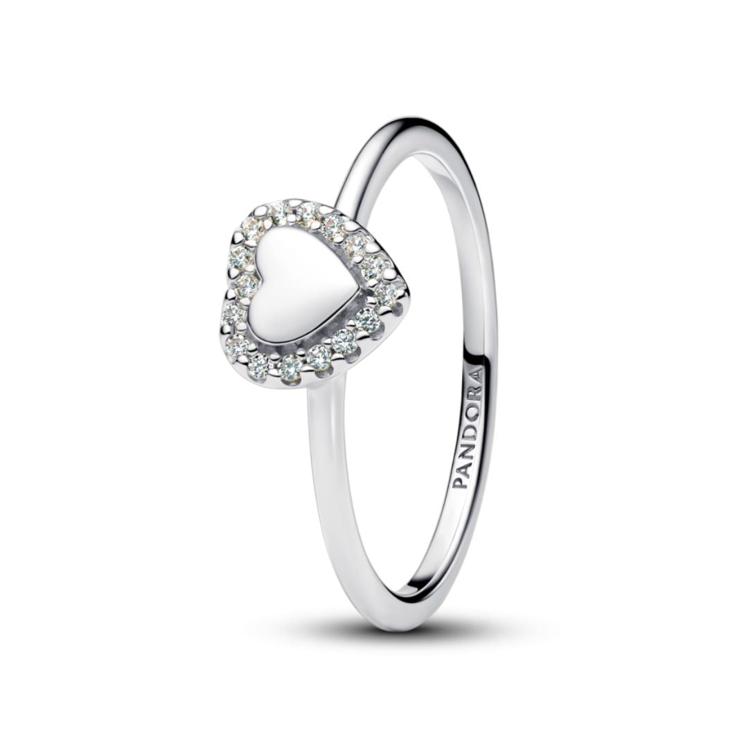 Pandora Timeless Engravable Heart Halo sormus, hopea, 193801C01