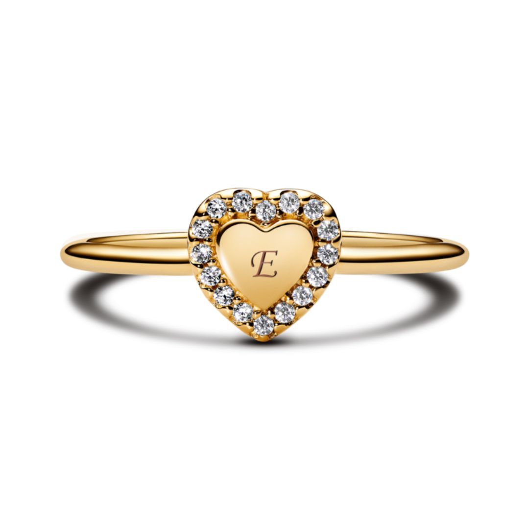 Pandora Timeless Engravable Heart Halo sormus, keltakullattu, 163801C01