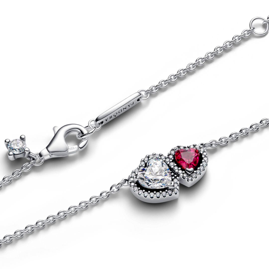 Pandora Timeless Halo Hearts Pendant kaulakoru, hopea, 393632C01-45