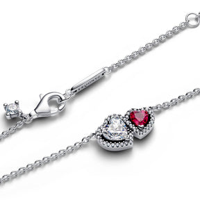 Pandora Timeless Halo Hearts Pendant kaulakoru, hopea, 393632C01-45