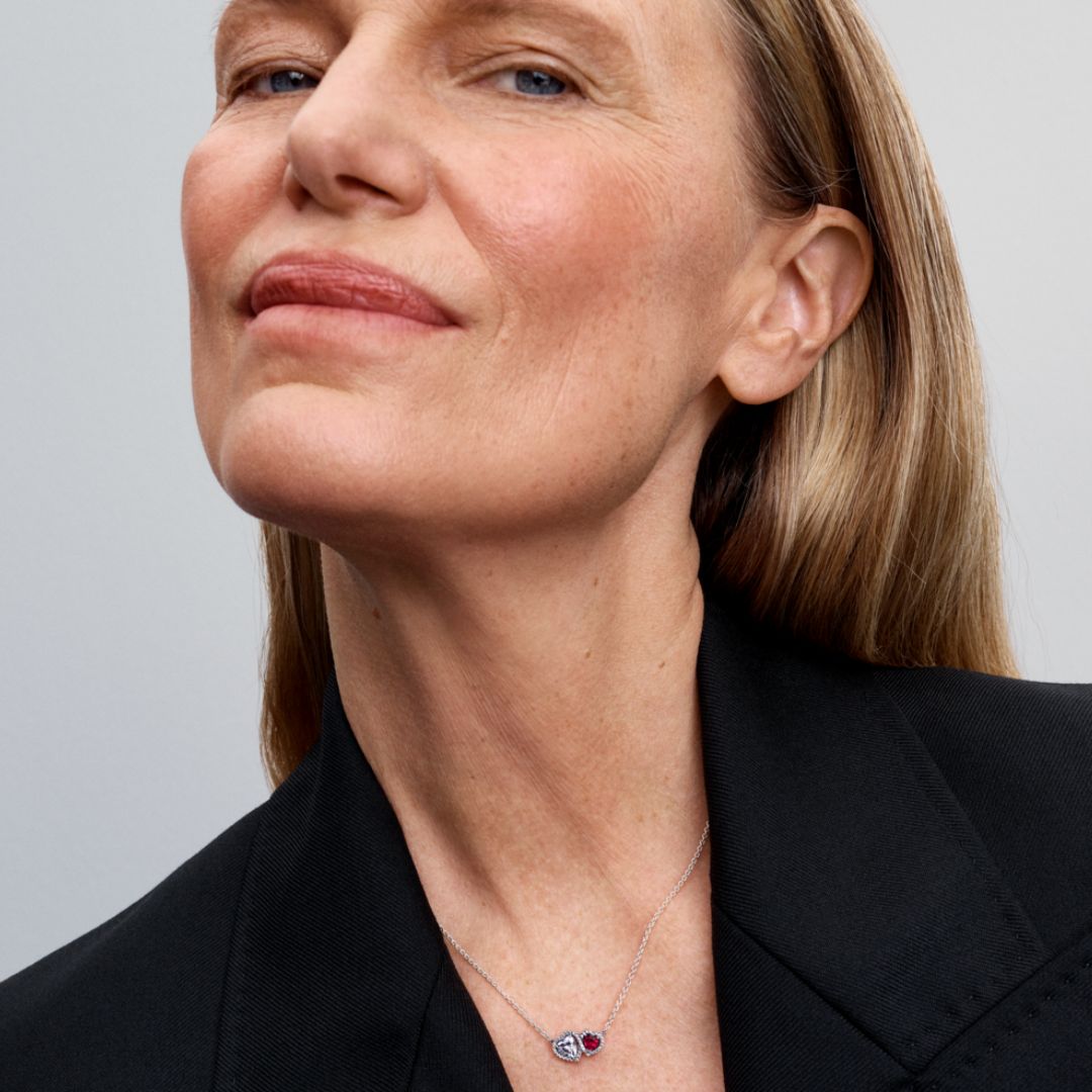 Pandora Timeless Halo Hearts Pendant kaulakoru, hopea, 393632C01-45