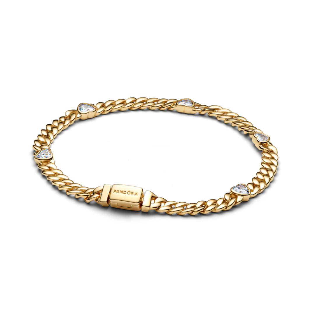 Pandora Timeless Heart Cuban Chain rannekoru, keltakullattu, 564226C01