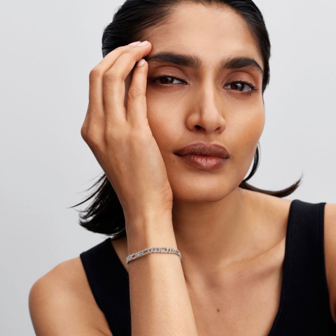 Pandora Timeless Oval Cuban Chain rannekoru, hopea, 594227C01