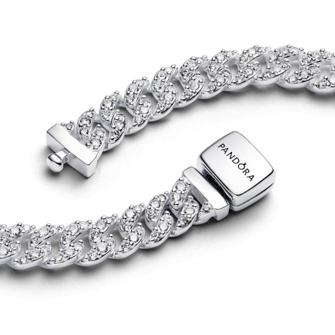 Pandora Timeless Pavé Cuban Chain kaulakoru, hopea, 393161C01-45