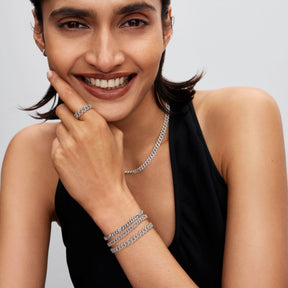 Pandora Timeless Pavé Cuban Chain kaulakoru, hopea, 393161C01-45