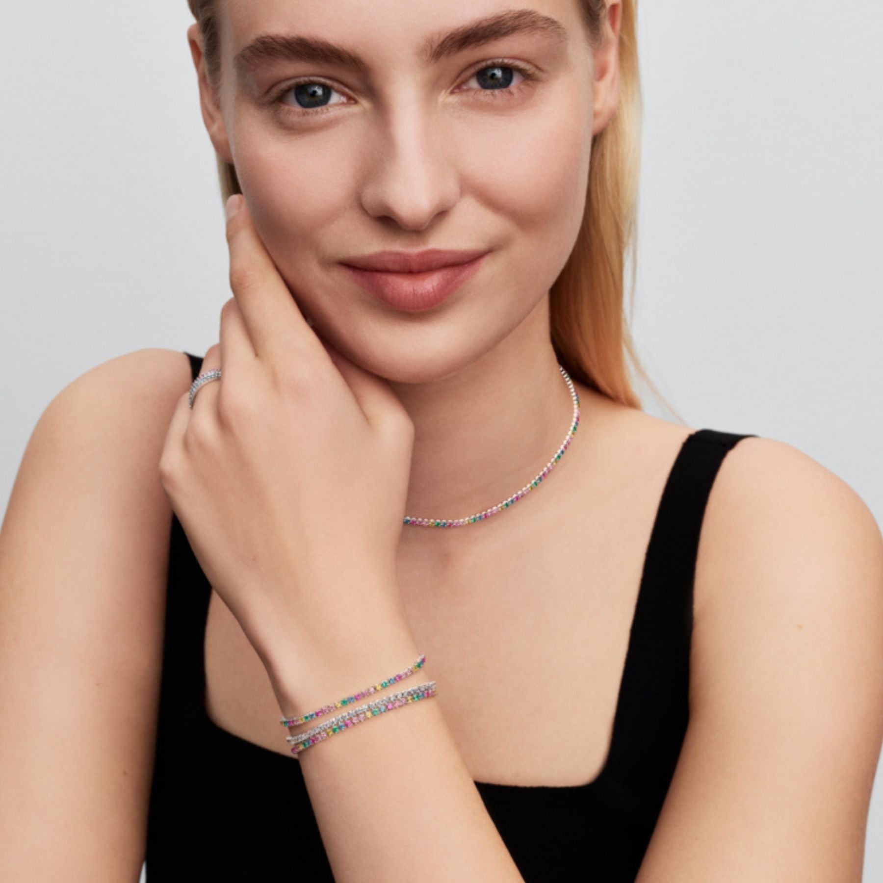 Pandora Timeless Rainbow Tennis rannekoru, hopeaa, 593927C03