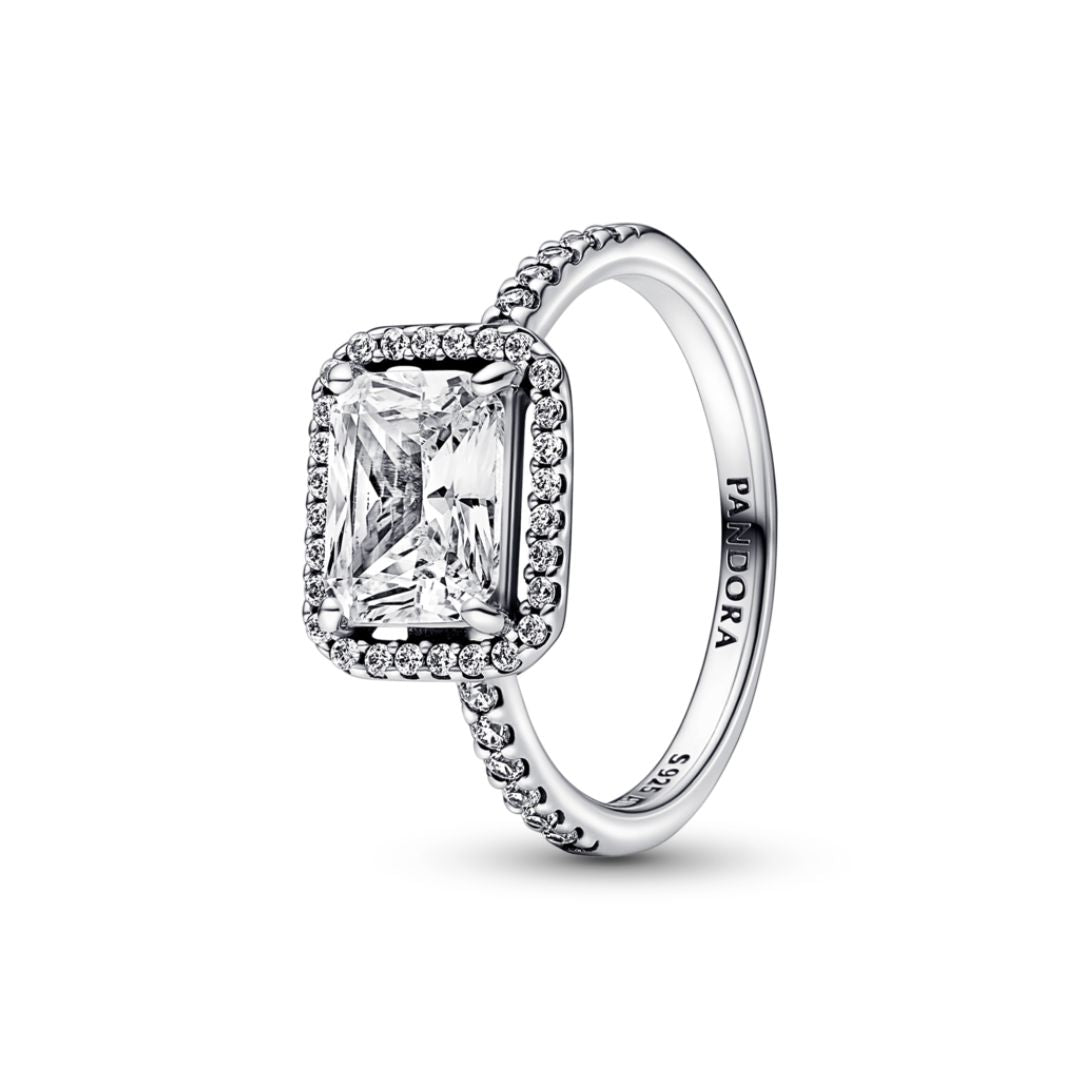 Pandora Timeless Rectangular Sparkling Halo sormus, hopea, 192391C01