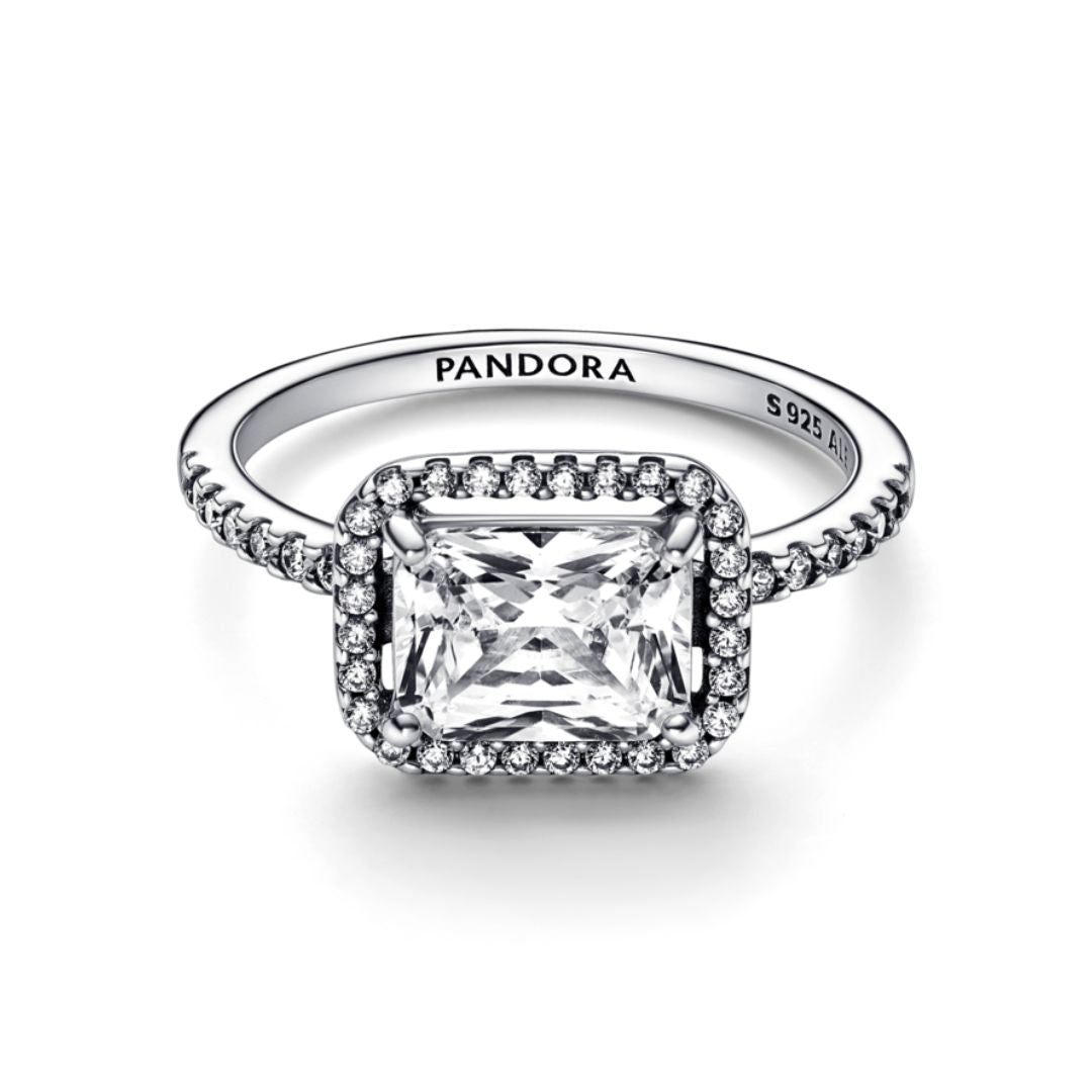 Pandora Timeless Rectangular Sparkling Halo sormus, hopea, 192391C01