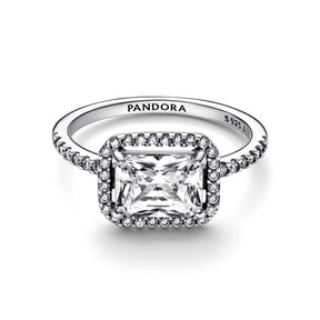 Pandora Timeless Rectangular Sparkling Halo sormus, hopea, 192391C01