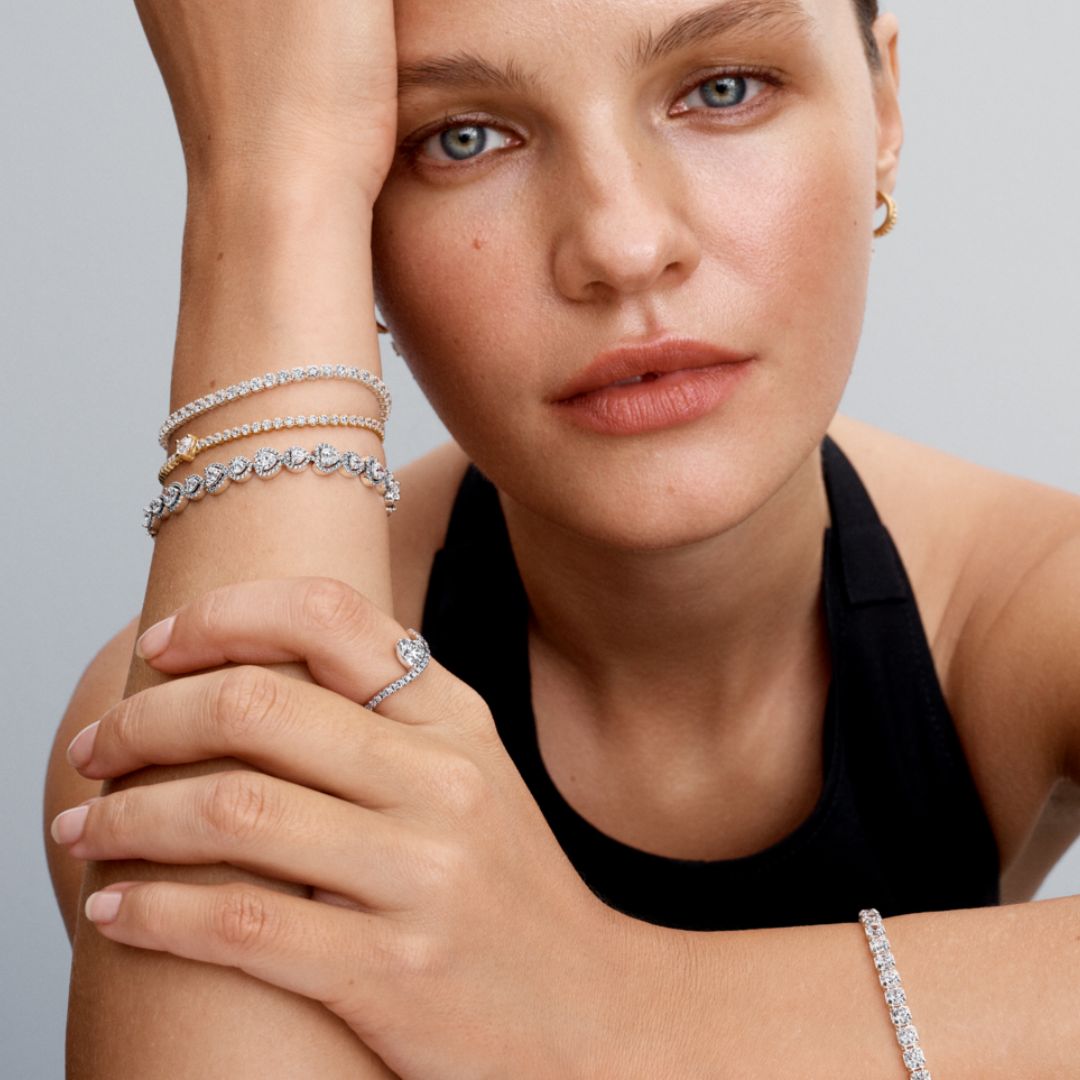 Pandora Timeless Sparkling Bold Tennis rannekoru, hopea, 593539C01