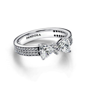 Pandora Timeless Sparkling Bow Double-row sormus, hopea, 193552C01