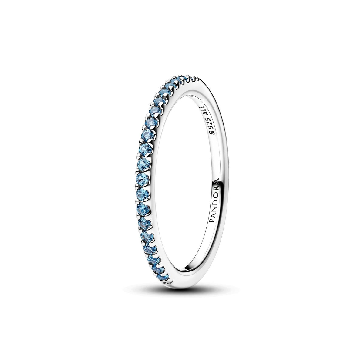 Pandora Timeless Sparkling Aquamarine Half-Eternity Band sormus, hopeaa, 192999C03