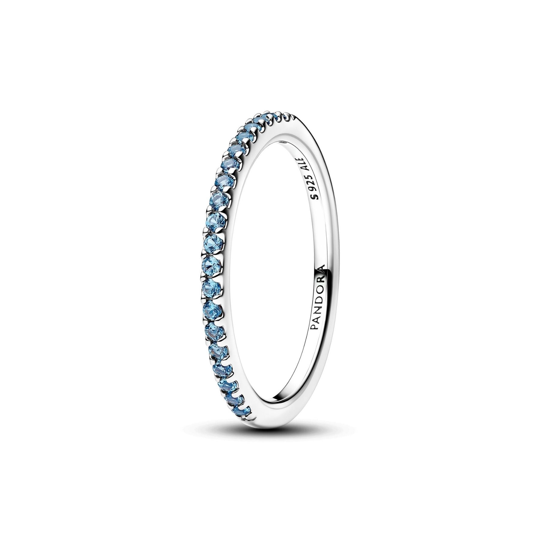 Pandora Timeless Sparkling Aquamarine Half-Eternity Band sormus, hopeaa, 192999C03