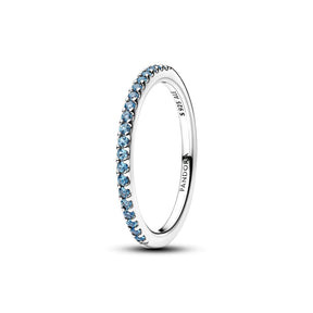 Pandora Timeless Sparkling Aquamarine Half-Eternity Band sormus, hopeaa, 192999C03