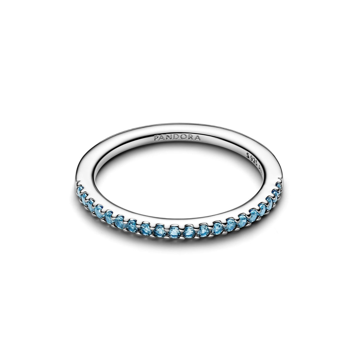 Pandora Timeless Sparkling Aquamarine Half-Eternity Band sormus, hopeaa, 192999C03