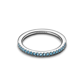 Pandora Timeless Sparkling Aquamarine Half-Eternity Band sormus, hopeaa, 192999C03