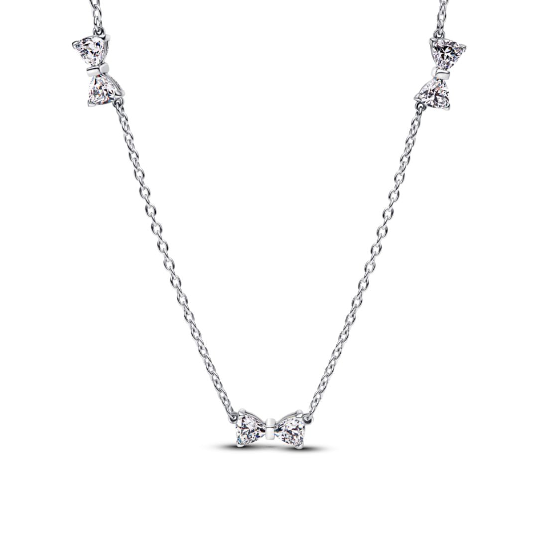 Pandora Timeless Sparkling Bow Station Necklace, Silver, 394231C01-40