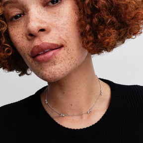 Pandora Timeless Sparkling Bow Station Necklace, Silver, 394231C01-40