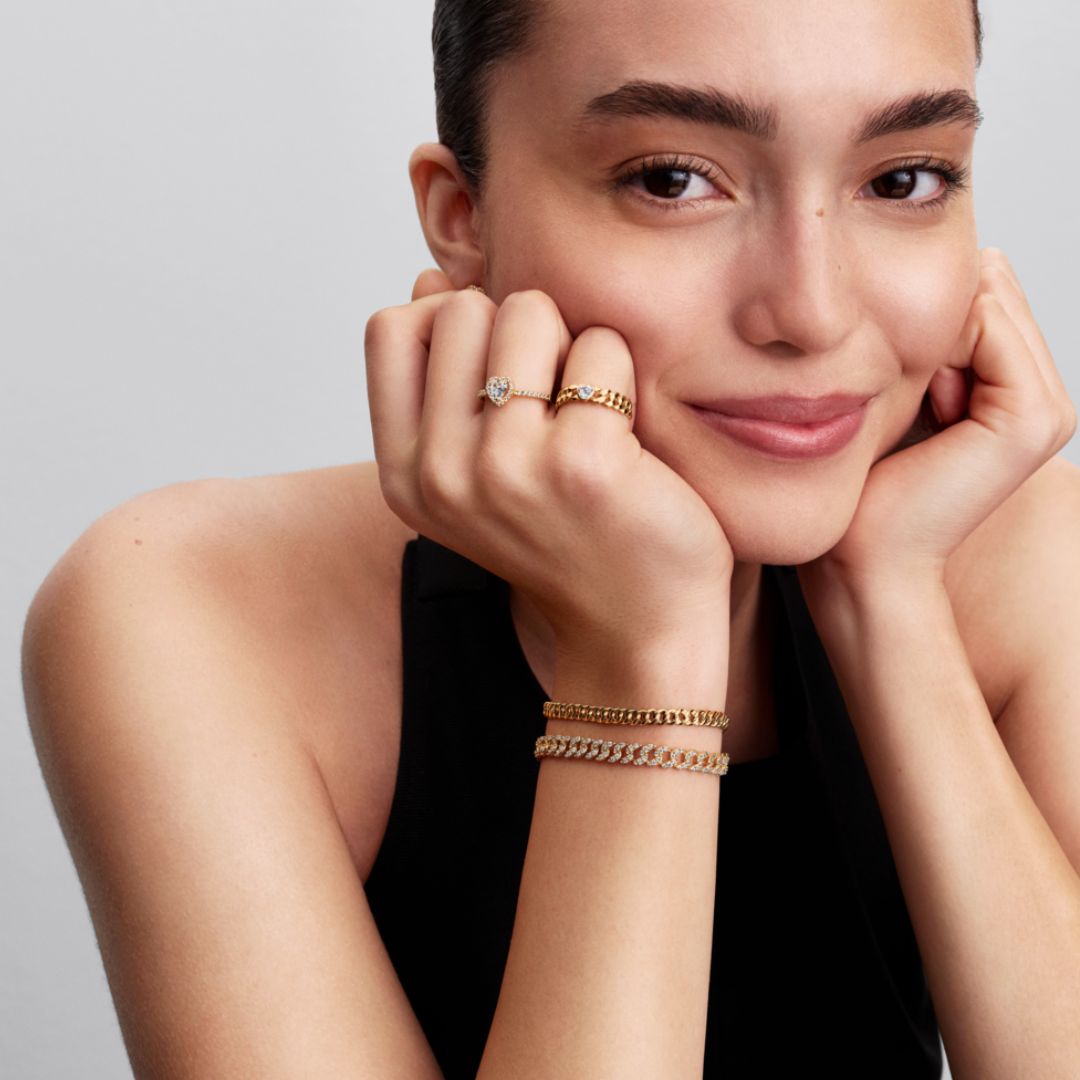 Pandora Timeless Sparkling Elevated Heart sormus, keltakullattu, 168421C01