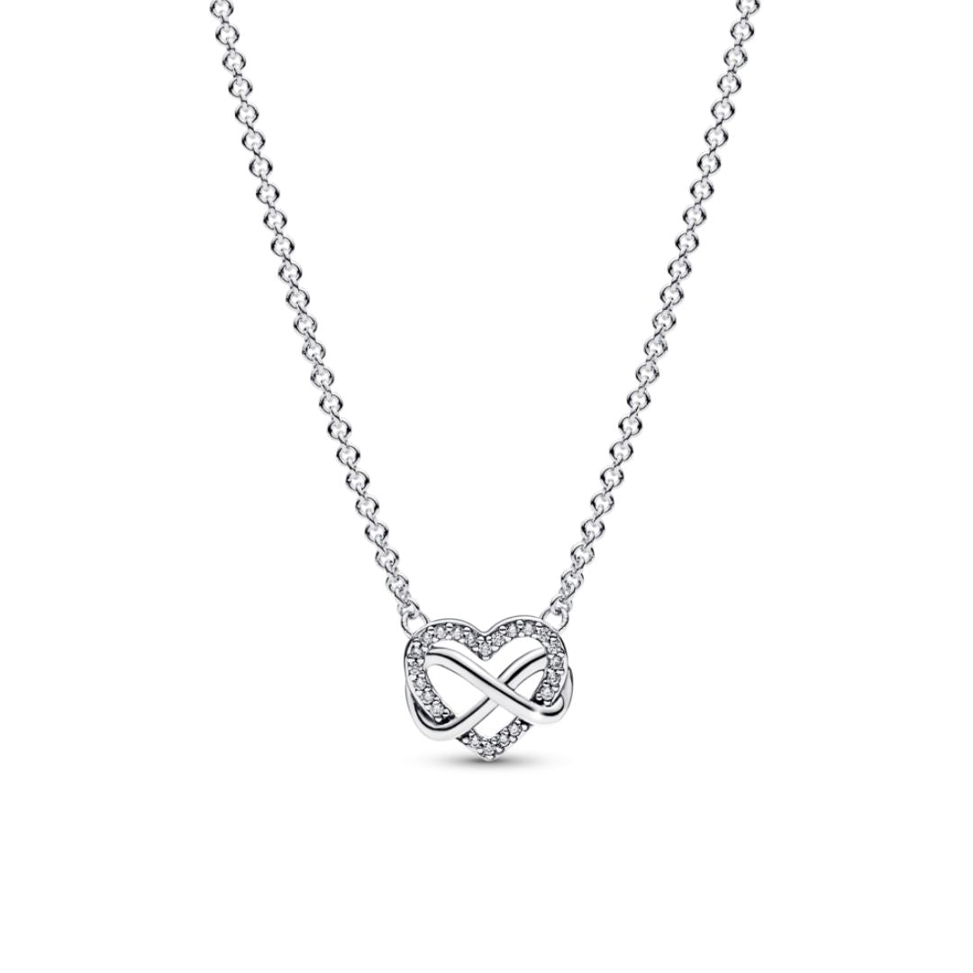 Pandora Timeless Sparkling Infinity Heart Collier kaulakoru, hopea, 392666C01-50