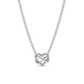 Pandora Timeless Sparkling Infinity Heart Collier kaulakoru, hopea, 392666C01-50