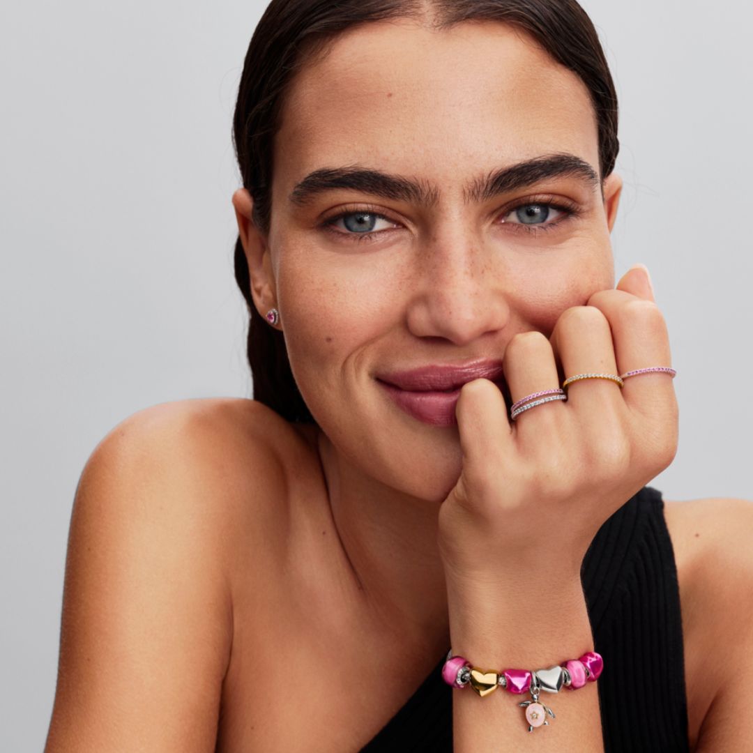 Pandora Timeless Sparkling Pink Band sormus, hopea, 192999C02