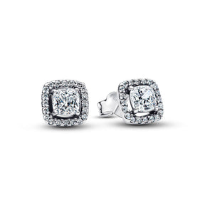 Pandora Timeless Square Sparkle Halo tappikorvakorut, hopea, 293551C02