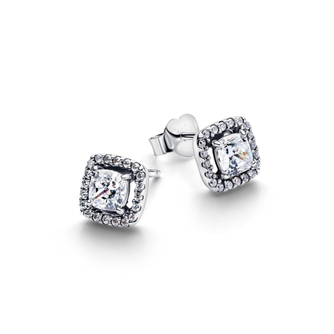 Pandora Timeless Square Sparkle Halo tappikorvakorut, hopea, 293551C02