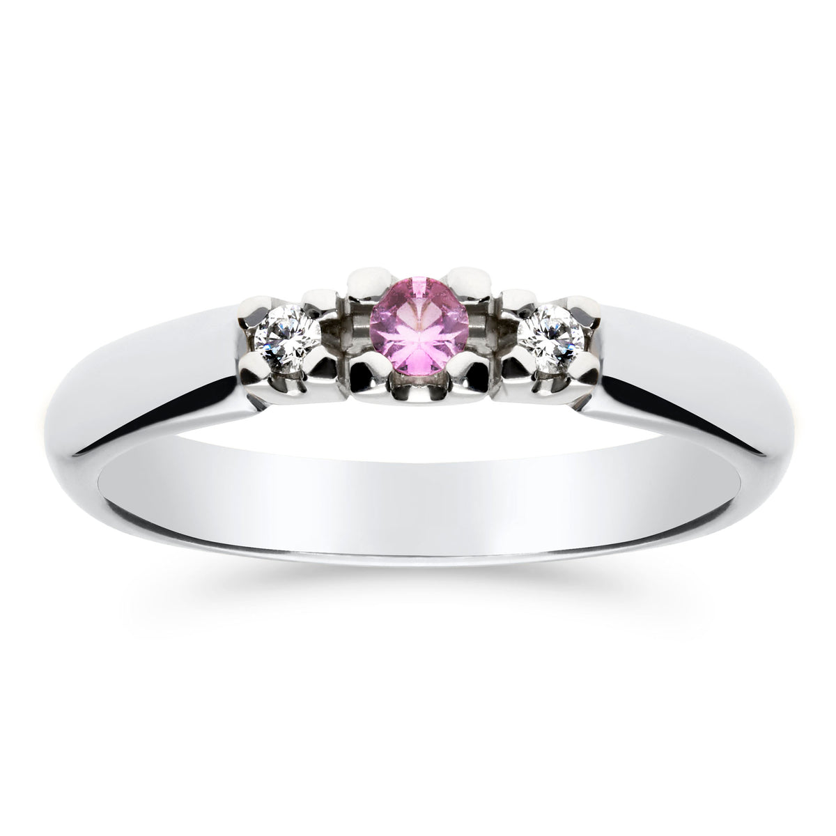 Silván timanttisormus pinkillä safiirilla 0,04ct, 14K valkokultaa, Silván timanttikorut - Silván - Laatukoru