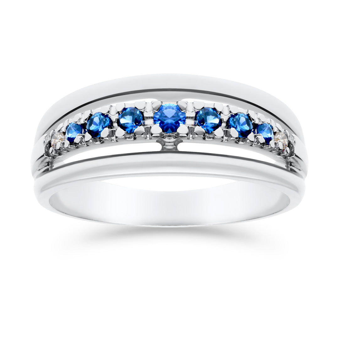 Silván Daria timanttisormus 0,02ct safiireilla, valkokultaa, Silván vihkisormukset