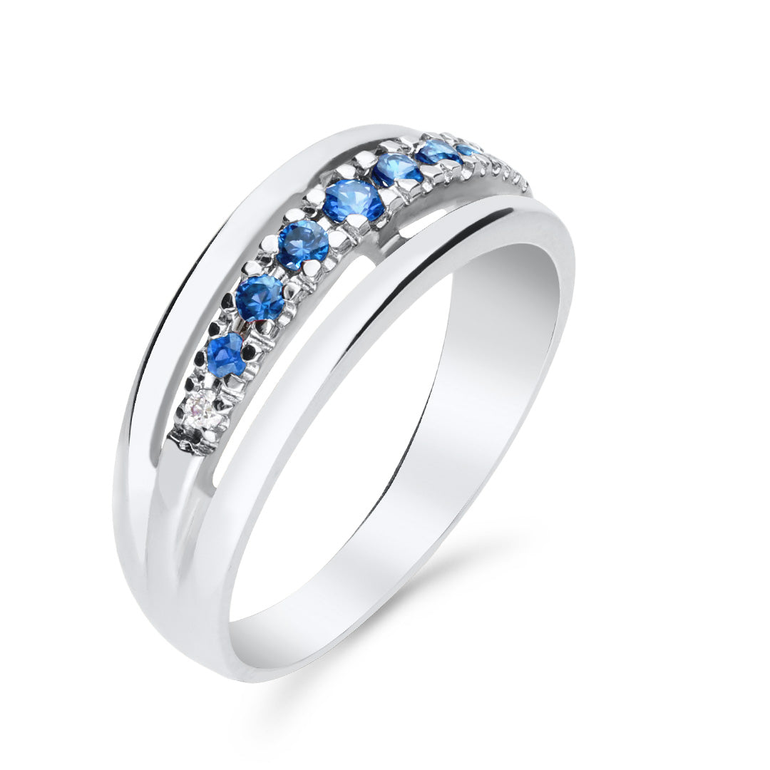 Silván Daria timanttisormus 0,02ct safiireilla, valkokultaa, Silván vihkisormukset