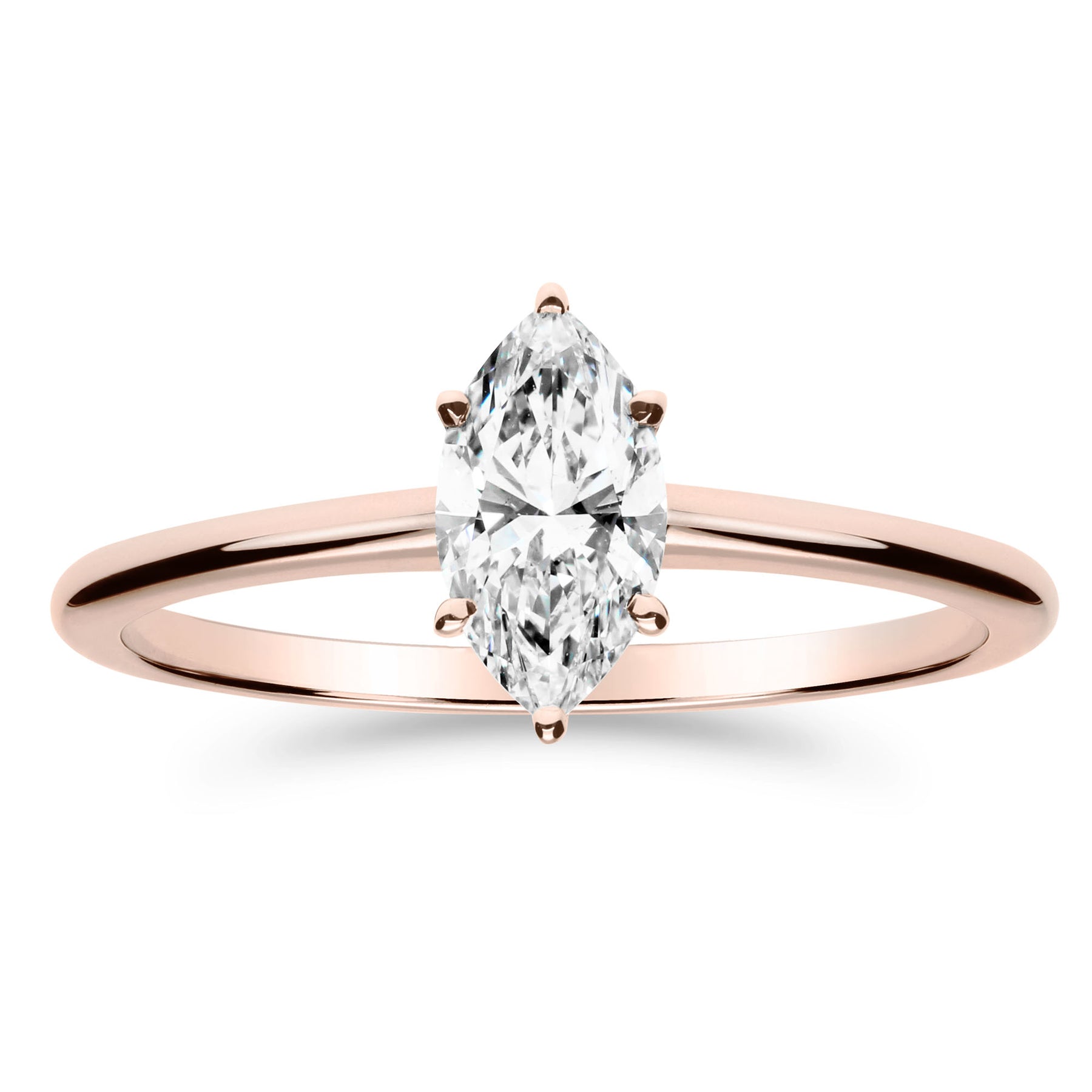 Silván Solitaire Markiisi timanttisormus 0,50ct, rosekultaa, Silván vihkisormukset
