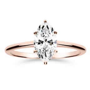 Silván Solitaire Markiisi timanttisormus 1,00ct, rosekultaa, Silván vihkisormukset