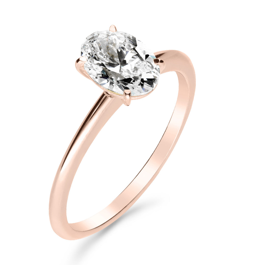 Silván Solitaire Ovaali timanttisormus 1,00ct, rosekultaa, Silván vihkisormukset